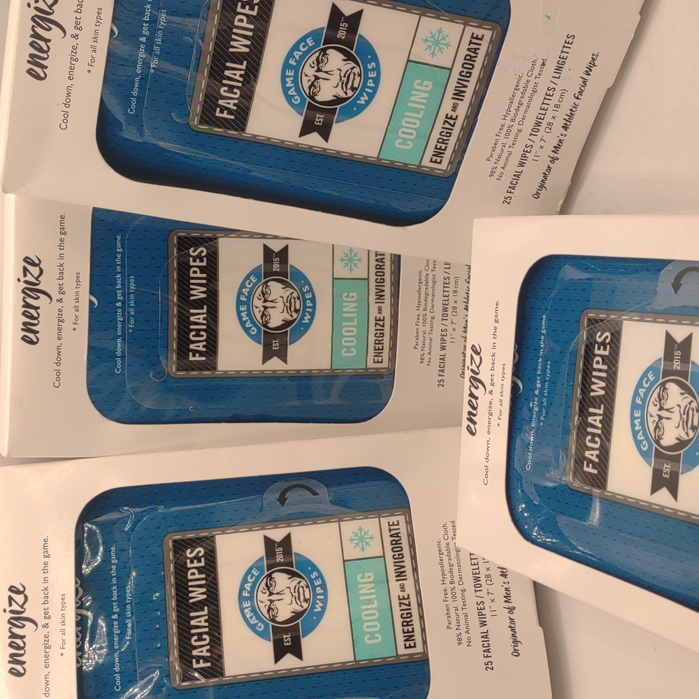 Game face wipes facial wipes cooling energize invigorate bundle lot
